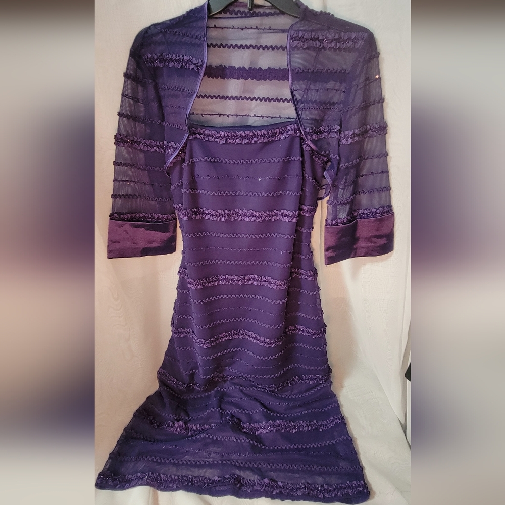 JS Collections Purple Midi Dress with Elegant Ruffles